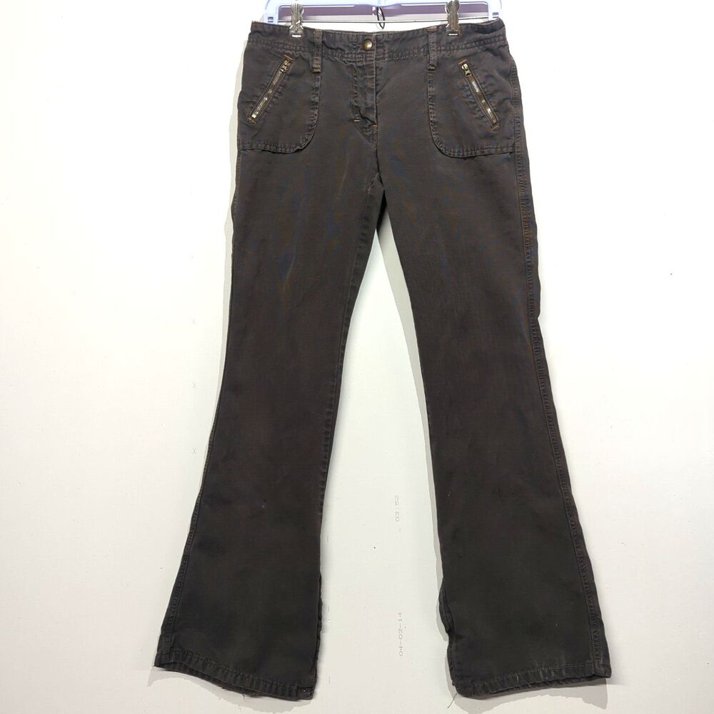 Sanctuary Women's Size 4 Zip Leg Flare Jeans Brown Made In USA 100% Cotton